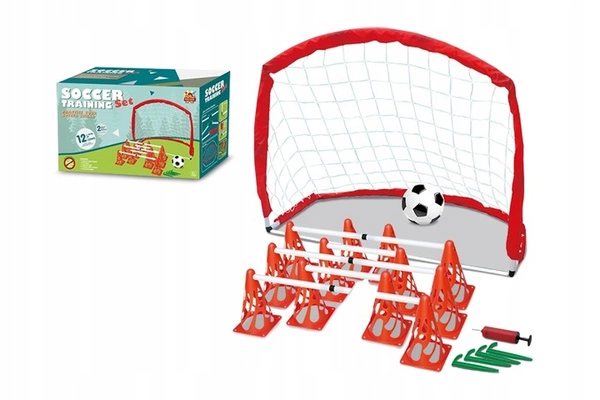 Zestaw Piłkarski Dla Dzieci Bramka Piłka 12 x Pachołki Pompka Trening 3+