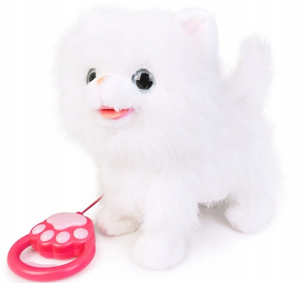 NATALIA Kot kotek Chodzący na smyczy Interaktywny biały