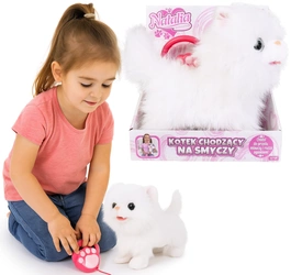 NATALIA Kot kotek Chodzący na smyczy Interaktywny biały