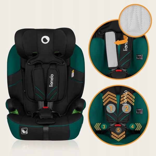 Fotelik samochodowy 76-150cm szerokie siedzisko 9-36kg Lionelo LEVI I-SIZE