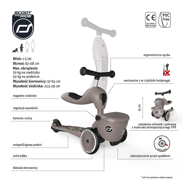 SCOOT AND RIDE HIGHWAYKICK 1 LIFESTYLE jeździk 2W1 hulajnoga