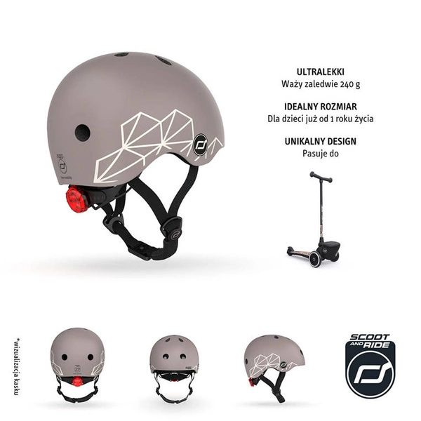SCOOT AND RIDE KASK XXS-S dla dzieci regulacja LED