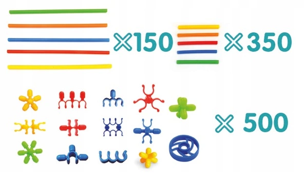 ASKATO Klocki Słomki konstrukcyjne 1000 elementów BOX