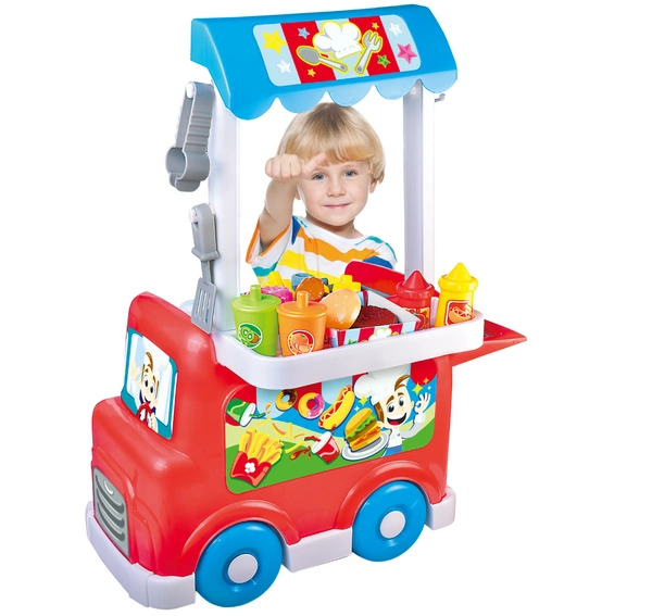 DUMEL Wózek z hamburgerami zestaw akcesoria 26 elementów dźwięk 18M+