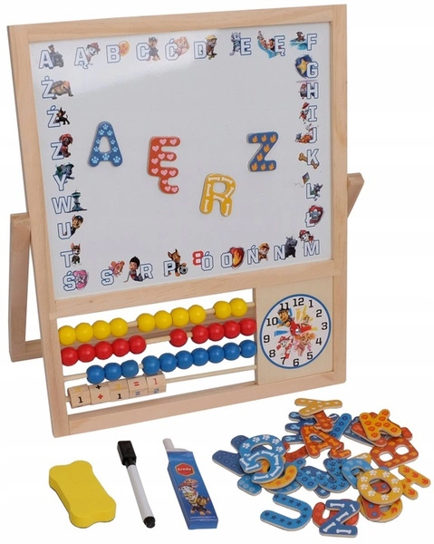 Tablica dwustronna drewniana magnetyczna PSI PATROL kredowa + literki