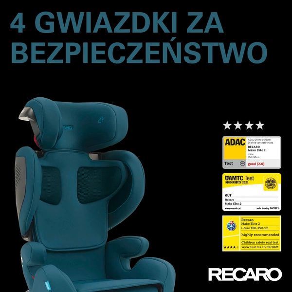 RECARO Mako 2 Elite Prime Mat Black fotelik samochodowy i-size 100-150cm