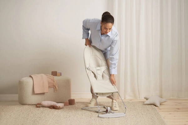 BABYBJORN - leżaczek BALANCE SOFT WOVEN/JERSEY Tri Fabric, Jasny Beż