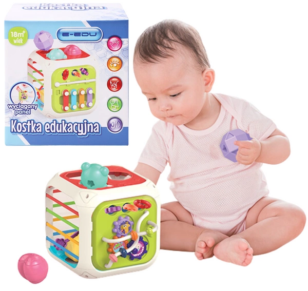E-EDU Kostka edukacyjna sensoryczna sorter centrum zabawy 8W1