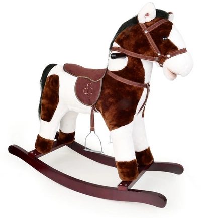 Koń na biegunach dla dzieci konik zabawka Łatek ciemny brąz