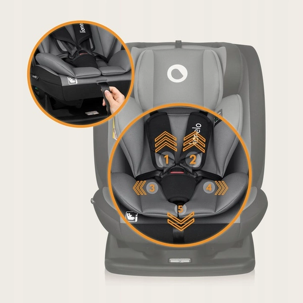 LIONELO IZZY fotelik samochodowy 40-150 cm PRZÓD TYŁ I-Size