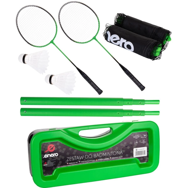 ENERO zestaw sportowy plażowo ogrodowy do badmintona 2 rakietki lotki 3W1