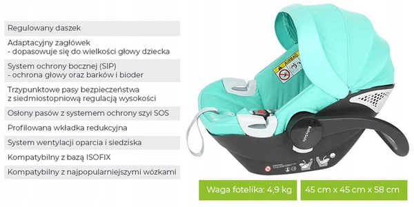 BABYSAFE fotelik nosidło baza YORK 0-13 kg I-SIZE isofix