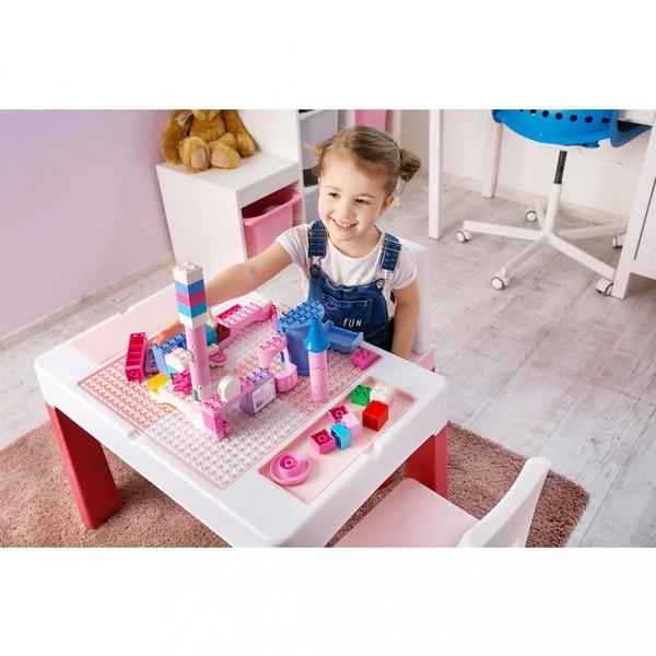 TEGGI TEGA Stolik Blat Do Klocków + 2 krzesełka multifun