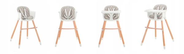 Baby Tiger Krzesełko do karmienia drewniane TINI Grey