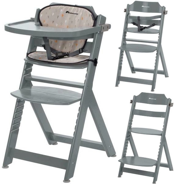Bebe Confort TIMBA KRZESEŁKO DO KARMIENIA DREWNIANE Warm Grey z wkładką