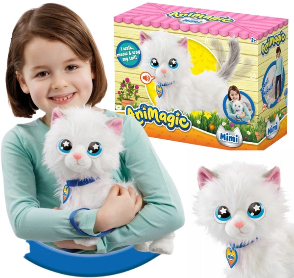 ANIMAGIC Interaktywny Kotek chodzący na smyczy 3+