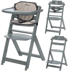 Bebe Confort TIMBA KRZESEŁKO DO KARMIENIA DREWNIANE Warm Grey z wkładką