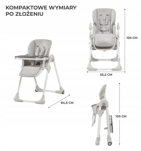 Kinderkraft YUMMY składane krzesełko do karmienia + tacka