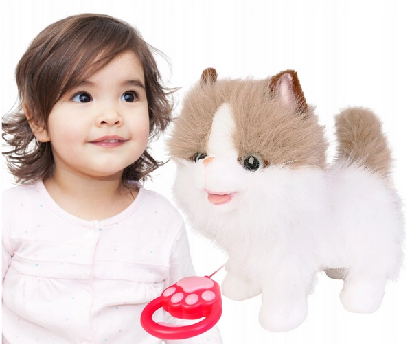 NATALIA Kot kotek Chodzący na smyczy Interaktywny biało-rudy