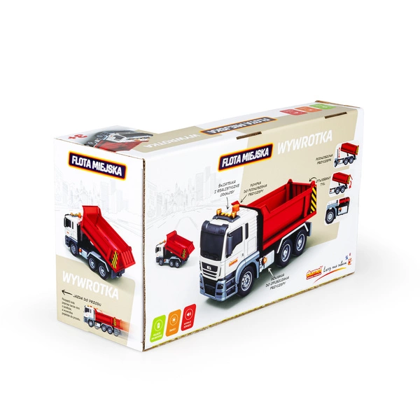 DUMEL FLOTA MIEJSKA wywrotka ciężarówka wóz budowlany dźwięki światełka 3+