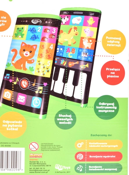 DUMEL telefon smartfon edukacyjny pianinko mówi po polsku