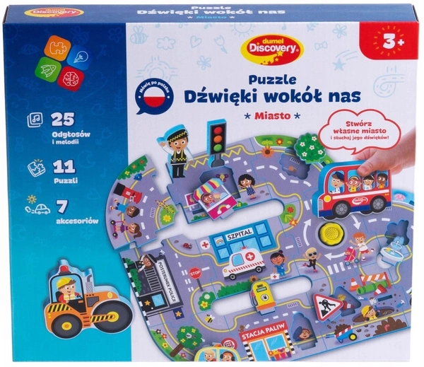 DUMEL zestaw miękkie puzzle dźwięki wokół nas Miasto droga 11 elementów