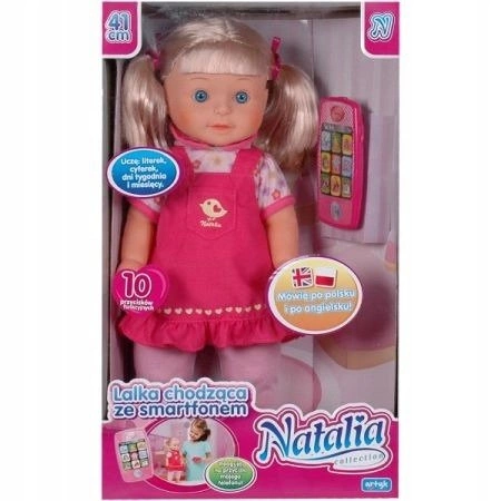 Natalia ze smartfonem lalka chodząca chodzi śpiewa