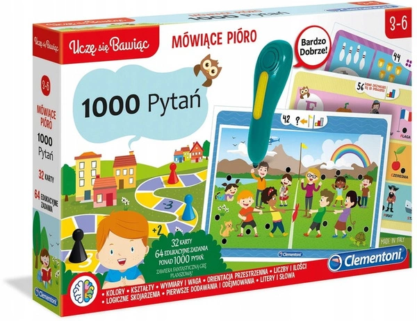 CLEMENTONI Interaktywne Mówiące Pióro 100 pytań Gra edukacyjna 3+