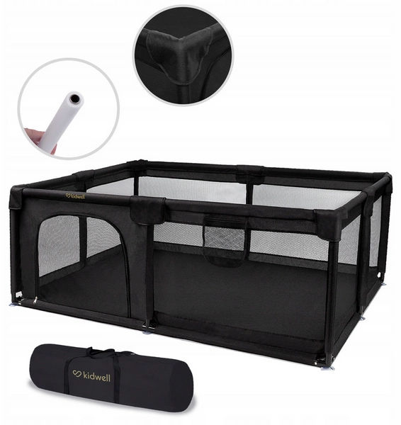 Duży kojec plac zabaw Kidwell FANKO black 120x 180 cm