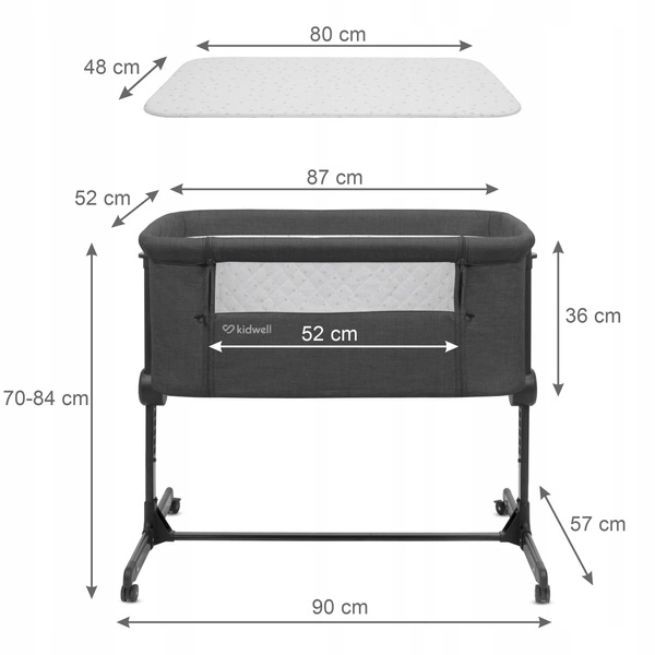KIDWELL łóżeczko turystyczne dostawne SNUZZY + MATERAC 3w1