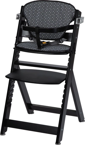 Bebe Confort TIMBA KRZESEŁKO DO KARMIENIA DREWNIANE Deep Black z wkładką Geometric