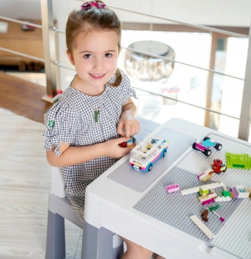 TEGGI TEGA Stolik Blat Do Klocków + 2 krzesełka multifun