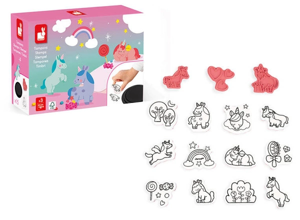 Janod - Zestaw kreatywny Stempelki Jednorożce 3+