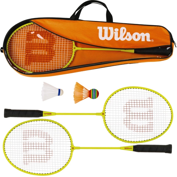 WILSON Junior Badminton Zestaw dla 2 osób / dzieci: 2 Rakietki + 2 lotki + pokrowiec