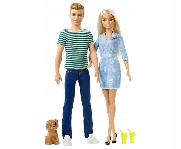 MATTEL BARBIE I KEN NA SPACERZE + PIESEK FTB72