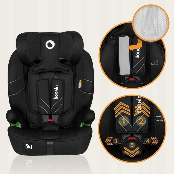 Fotelik samochodowy 76-150cm szerokie siedzisko 9-36kg Lionelo LEVI I-SIZE