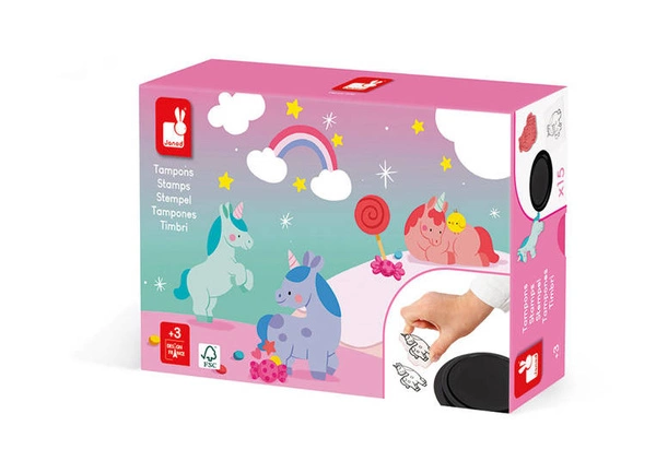 Janod - Zestaw kreatywny Stempelki Jednorożce 3+