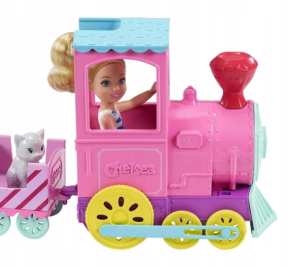 BARBIE Lalka Chelsea pociąg ze zwierzakami FRL86
