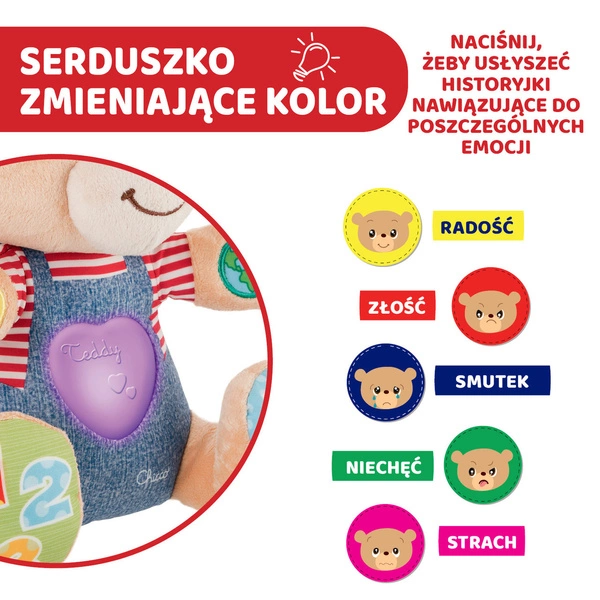 CHICCO TEDDY Miś okazujący uczucia dwujęzyczny 2W1
