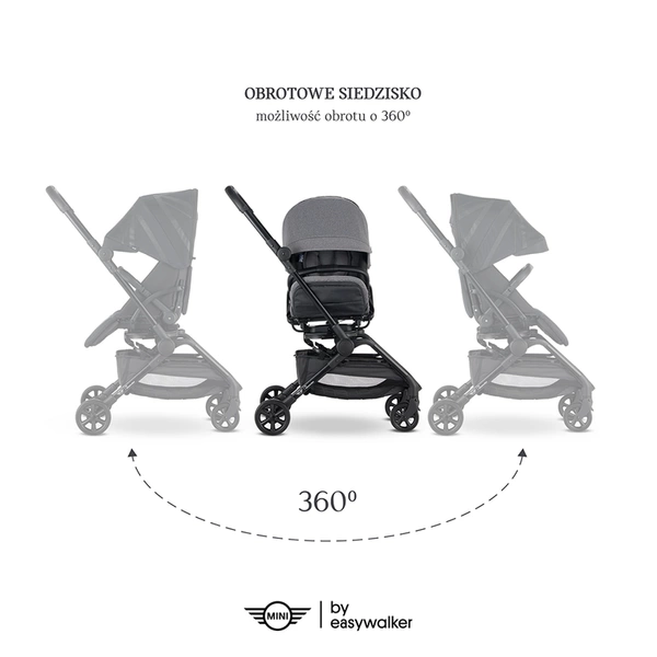 Wózek MINI by Easywalker Buggy TURN 360° Black obrotowy