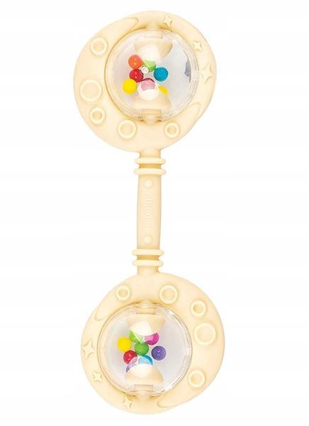 Grzechotka Gryzak podwójny silikonowy, beżowa, dla dzieci 3 m+, Giligums