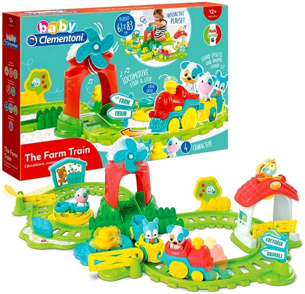 CLEMENTONI Pociąg Farmera Interaktywny tor farma