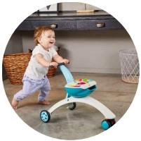 TINY LOVE JEŹDZIK PCHACZ DO NAUKI CHODZENIA GRAJĄCY ŚWIECĄCY - Niebieski