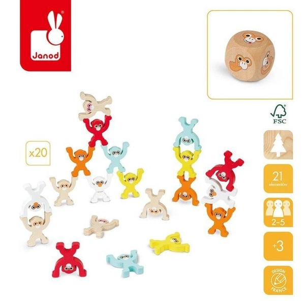 Janod - Gra zręcznościowa Małpia piramida 3+