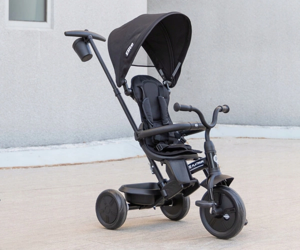 Qplay Rowerek dziecięcy Trójkołowy Elite Platinum Black obracany prowadnik