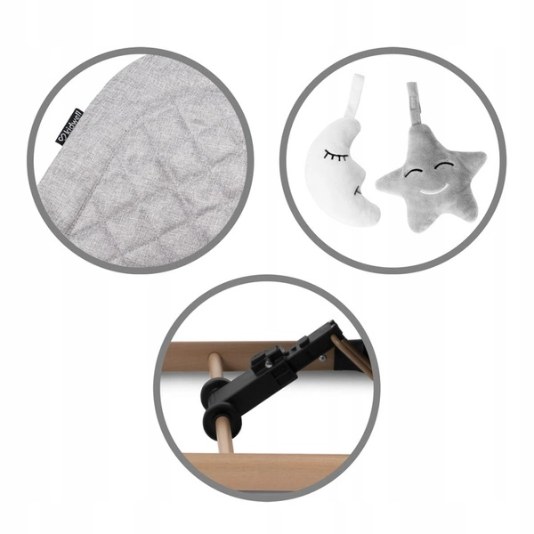 KIDWELL LARO leżaczek bujaczek składany dla niemowląt 2 zabawki pałąk