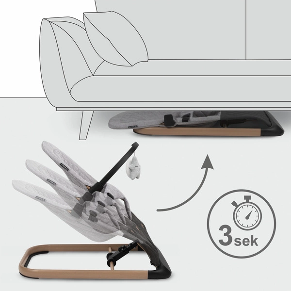 KIDWELL LARO leżaczek bujaczek składany dla niemowląt 2 zabawki pałąk