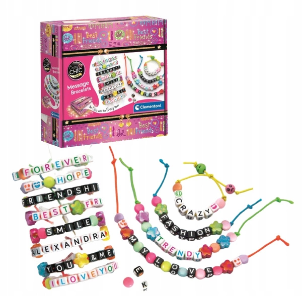 Crazy Chic Clementoni Bransoletki z wiadomością zestaw robienie bransoletek