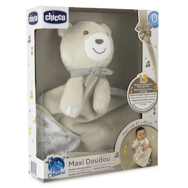CHICCO My First Dreams Maxi Doudou Maskotka miękki pluszowy miś beżowy