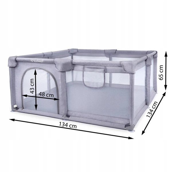 Duży kojec plac zabaw Kidwell FANKO Gray 134 x 134 cm kwadratowy